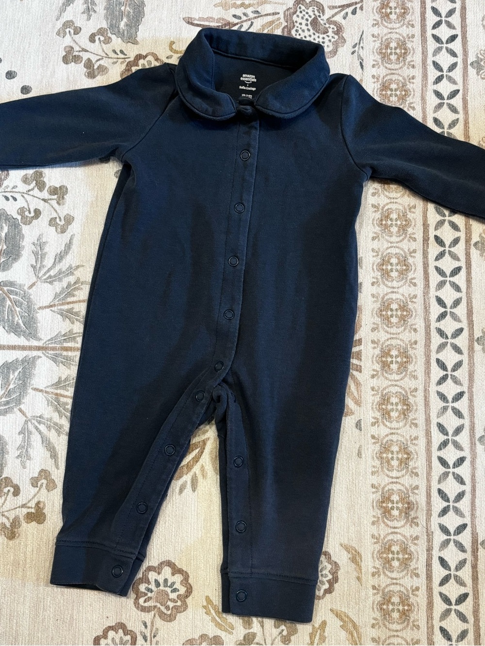 Amazon Essentials Navy Blue Long-Sleeve Footed Baby One-Piece